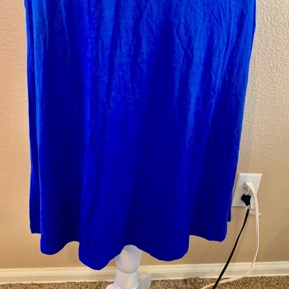 NWT Mini Dress Large Bikatu Royal Blue Animal Panel Asymmetrical Shoulders - Picture 4 of 14